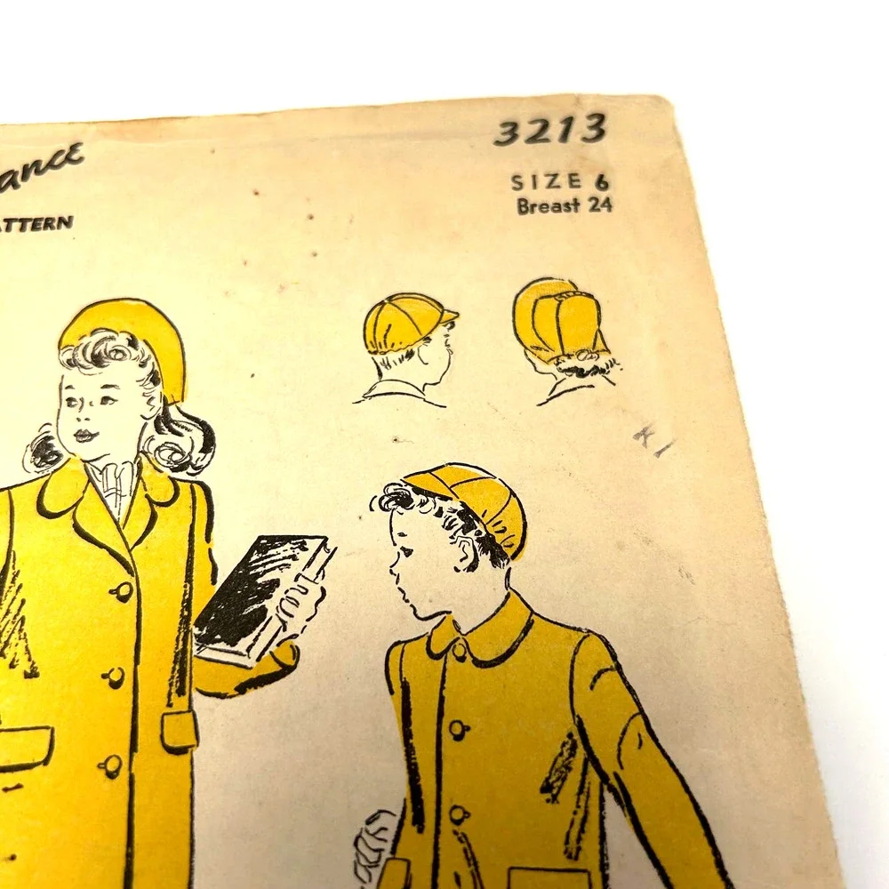 Advance Vintage 1940's #3213 Boys and Girls Coat‎ and Hats Size 6 HTF